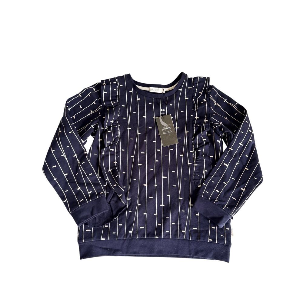 Miles the Label Girls Navy Ruffle French Terry Sweatshirt